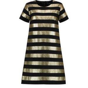 Marc by Marc Jacobs - Short Sleeve Gold Striped Shift Dress - size 4 - Pristine